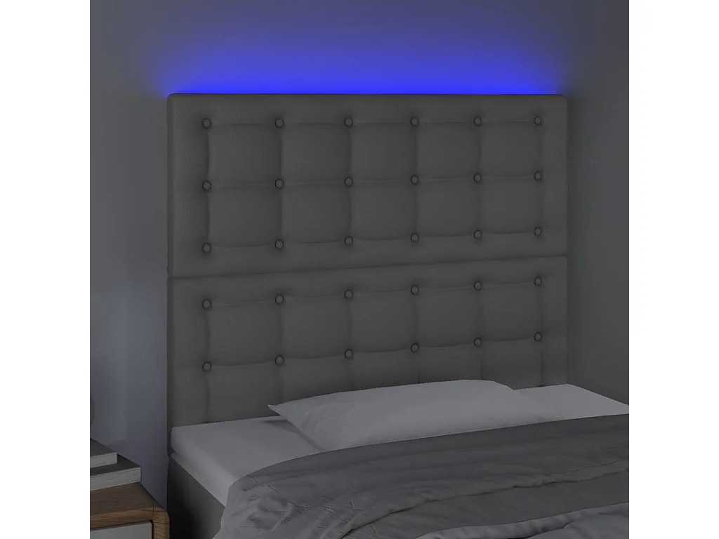 Tête de Lit | Panneau de tête pour lit Moderne à LED Gris 100x5x118/128 cm Similicuir