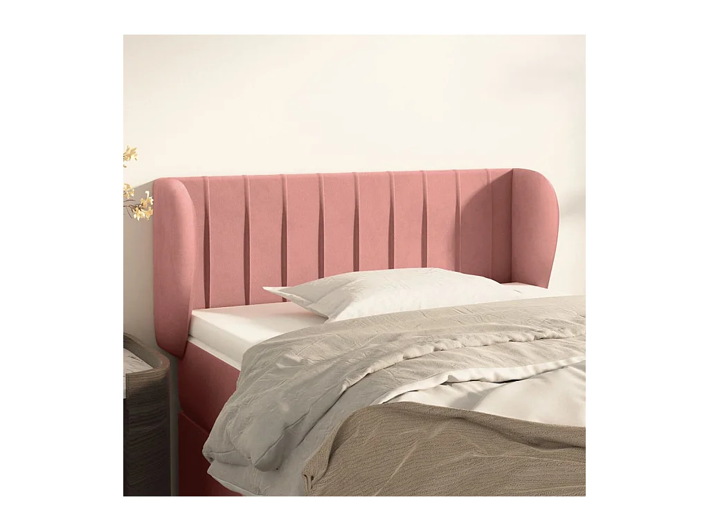 Mueble cabecero | Cabezal de cama | Cabecero de terciopelo rosa 93x23x78/88 cm