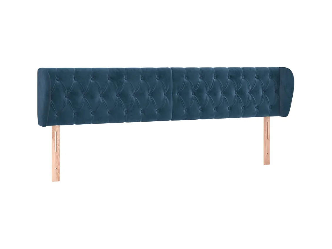 Mueble cabecero | Cabezal de cama | Cabecero de terciopelo azul oscuro 203x23x78/88 cm