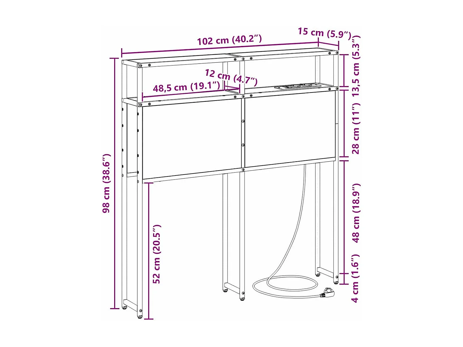 Tête de Lit de rangement | Panneau de tête pour lit Chêne marron 100 cm Bois d'ingénierie