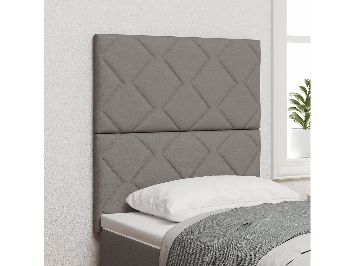 Tête de Lit | Panneau de tête pour lit Moderne avec des lumières à LED Réglable Taupe 80 cm tissu