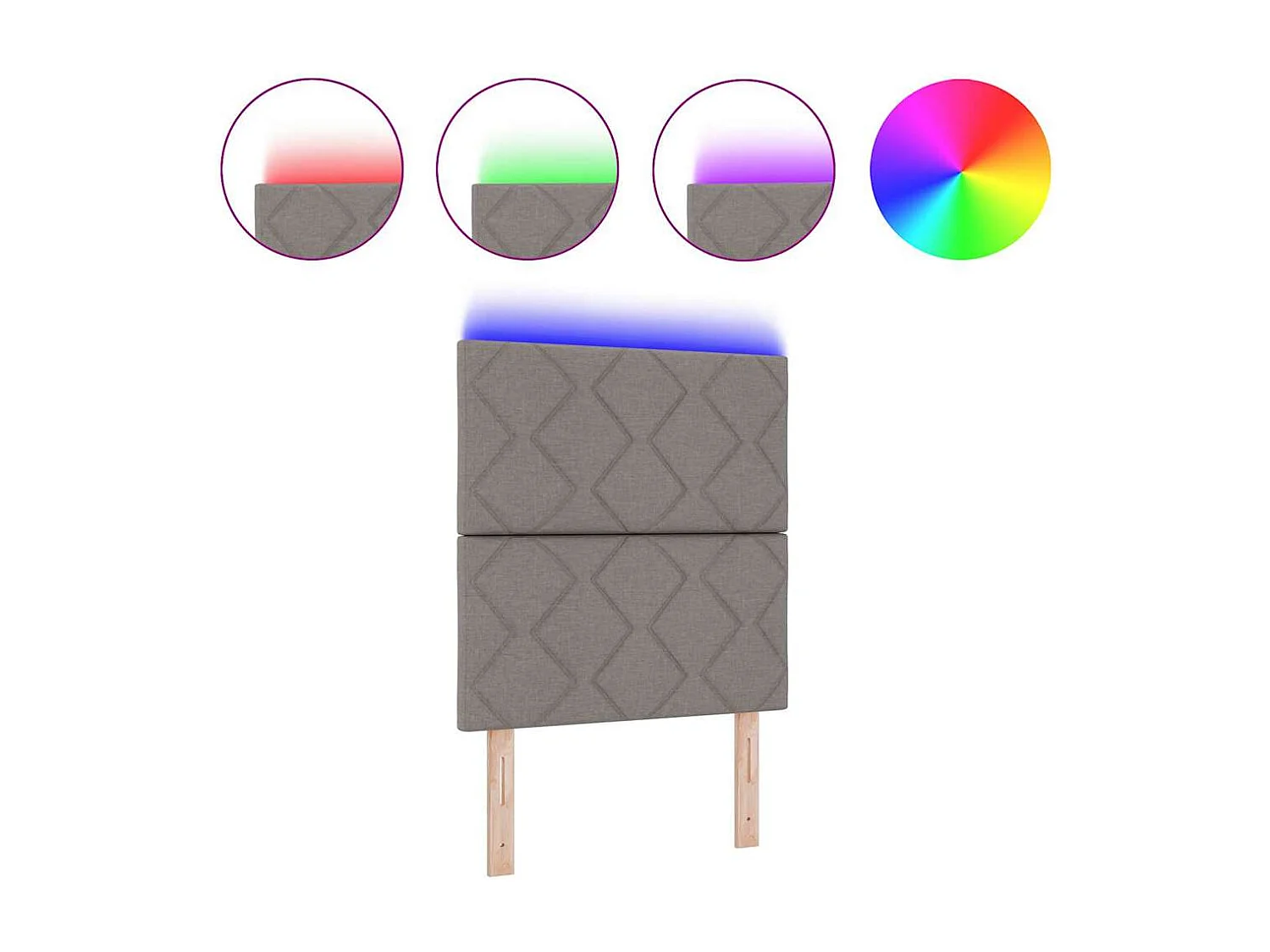 Tête de Lit | Panneau de tête pour lit Moderne avec des lumières à LED Réglable Taupe 80 cm tissu