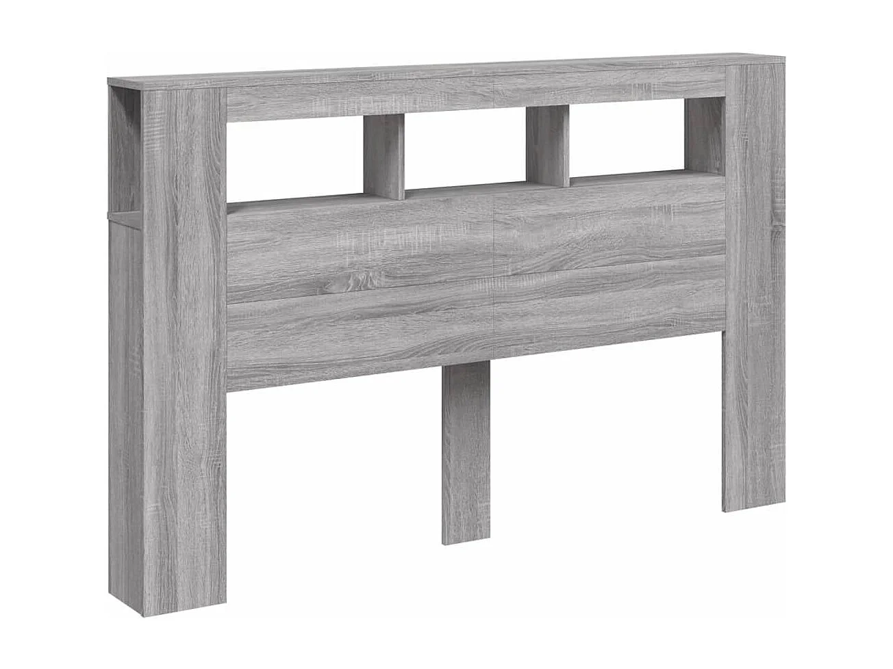 Hoofdbord | Hoofdeinde met LED 160x18,5x103,5 cm bewerkt hout grijs sonoma