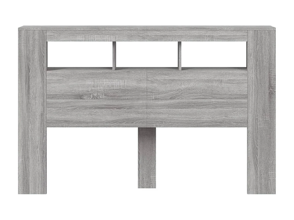 Hoofdbord | Hoofdeinde met LED 160x18,5x103,5 cm bewerkt hout grijs sonoma