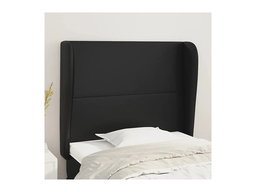 Tête de Lit | Panneau de tête pour lit Moderne avec oreilles Noir 103x23x118/128 cm Similicuir