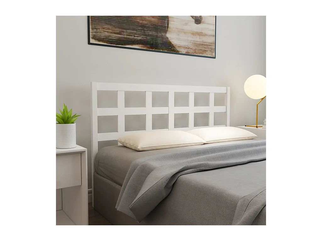 Cabecero de Cama | Cabezal de cama | Mueble de cabecero madera maciza de pino blanco 165,5x4x100 cm