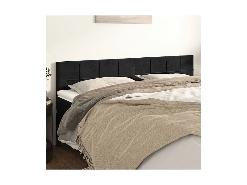 Têtes de lit | Panneaux de tête pour lit Moderne 2 pcs Noir 90x5x78/88 cm Velours