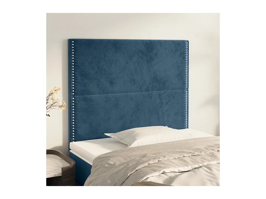 Cabeceros | Cabezal de cama | Mueble de cabecero 2 unidades de terciopelo azul oscuro 100x5x78/88 cm