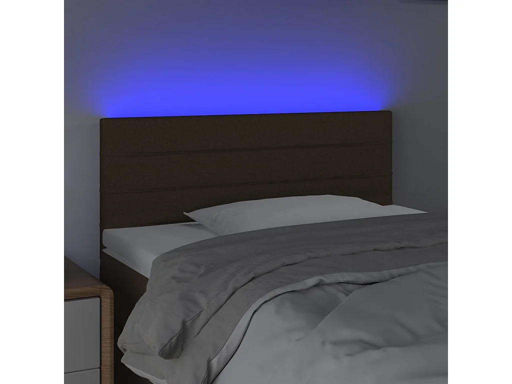Tête de Lit | Panneau de tête pour lit Moderne à LED Marron Foncé 90x5x78/88 cm Tissu