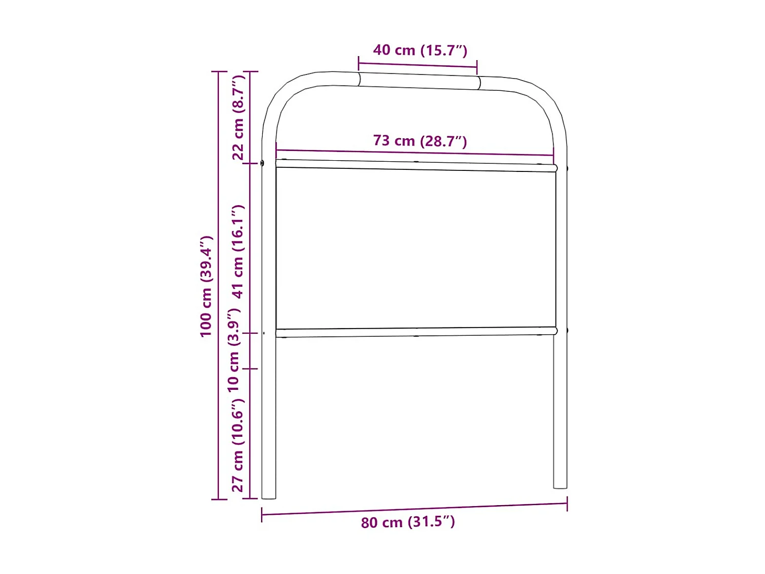 Mueble cabecero | Cabezal de cama | Cabecero de acero y madera de ingeniería marrón roble 75 cm