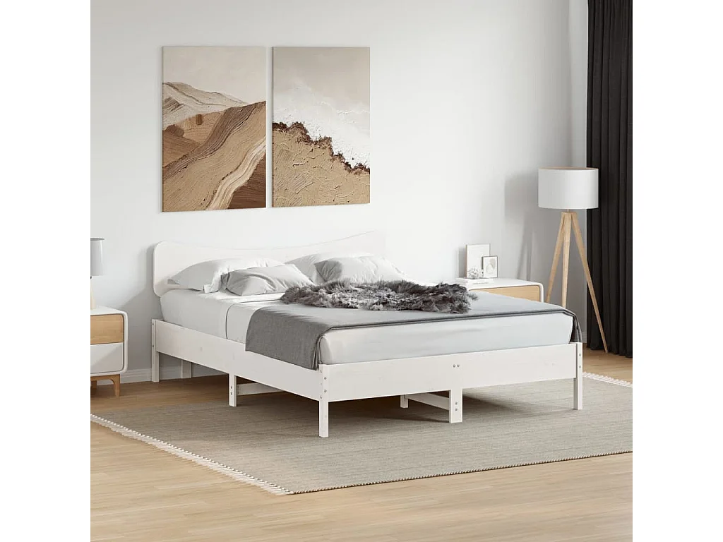 Tête de Lit | Panneau de tête pour lit Moderne blanc 140 cm bois massif de pin