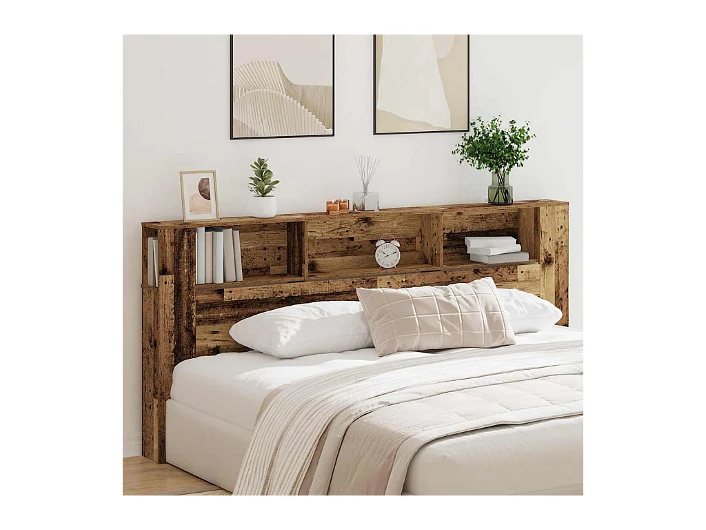 Tête de Lit | Panneau de tête pour lit Moderne Cabinet Bois ancien 220x18,5x104,5 cm