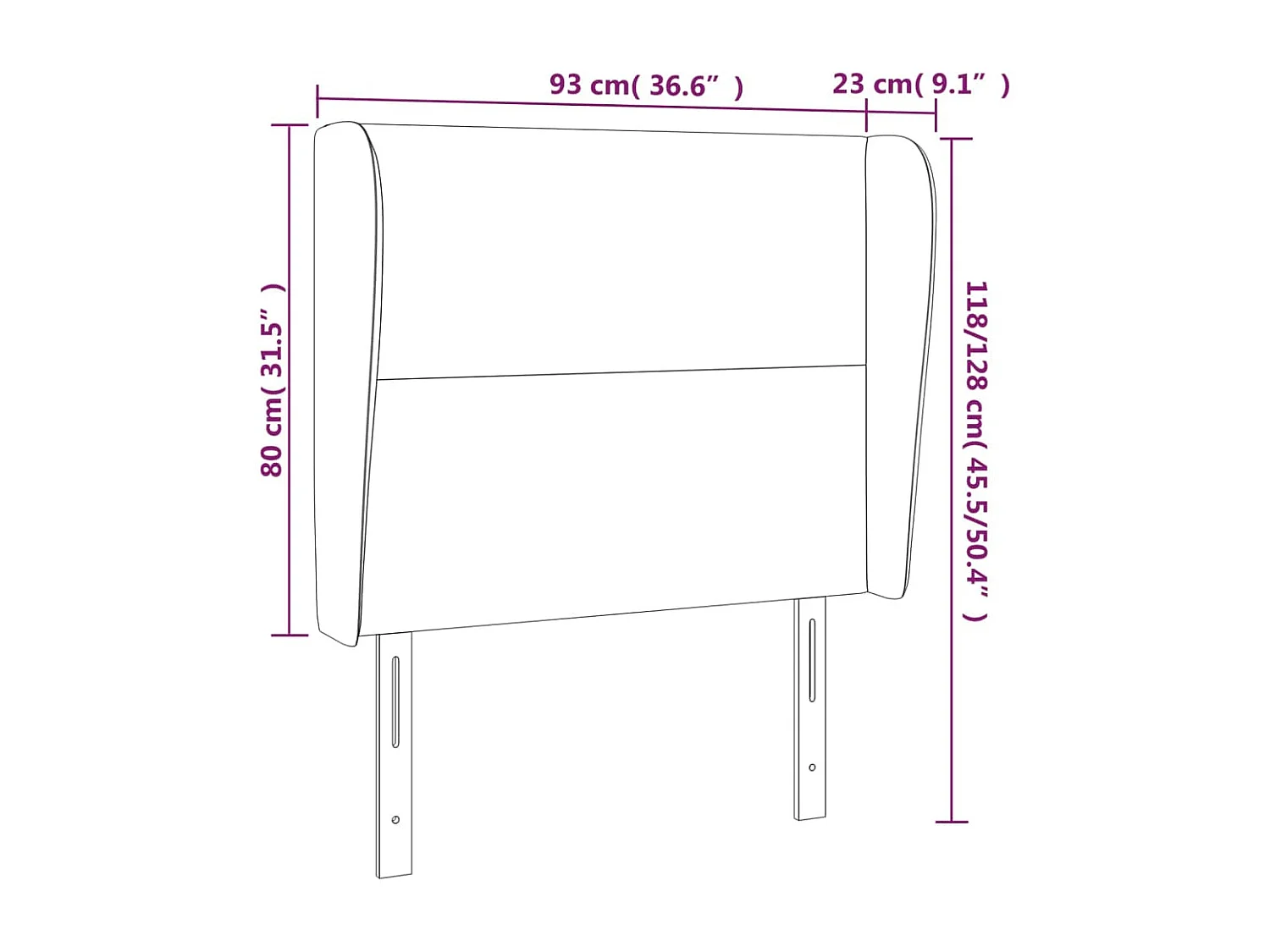 Hoofdbord | Hoofdeinde met randen 93x23x118/128 cm stof taupe