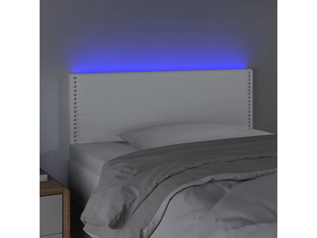 Hoofdbord | Hoofdeinde LED 100x5x78/88 cm kunstleer wit