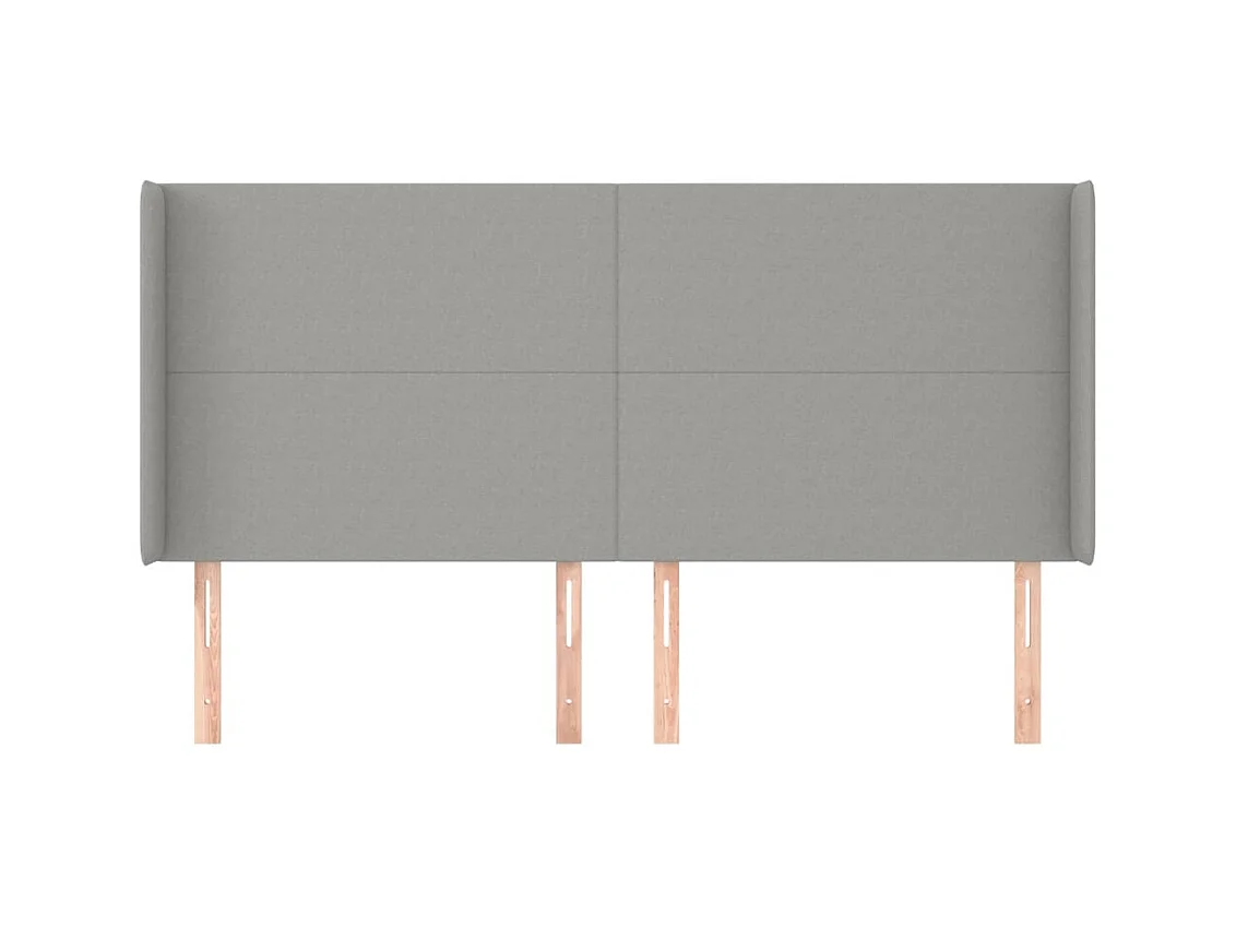 Cabecero | Cabezal de Cama | Mueble cabecero con orejas de tela gris claro 183x16x118/128 cm