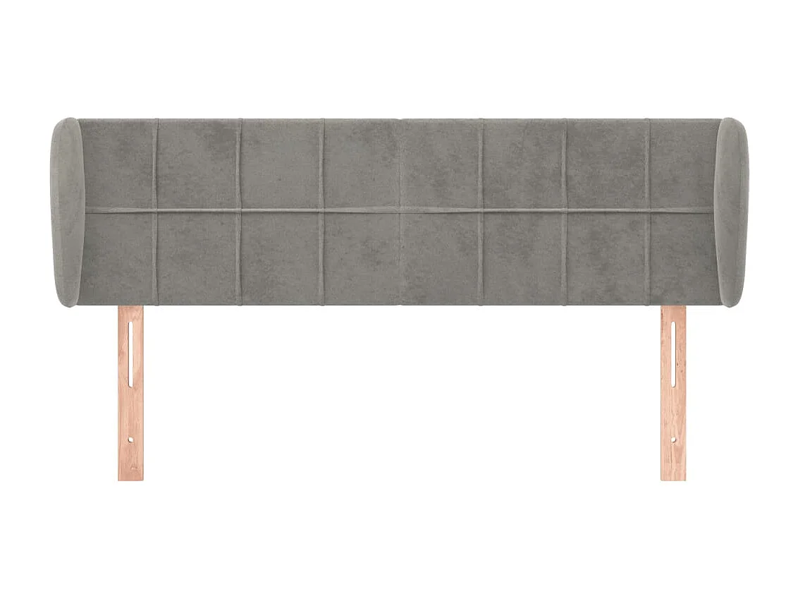 Mueble cabecero | Cabezal de cama | Cabecero de terciopelo gris claro 147x23x78/88 cm