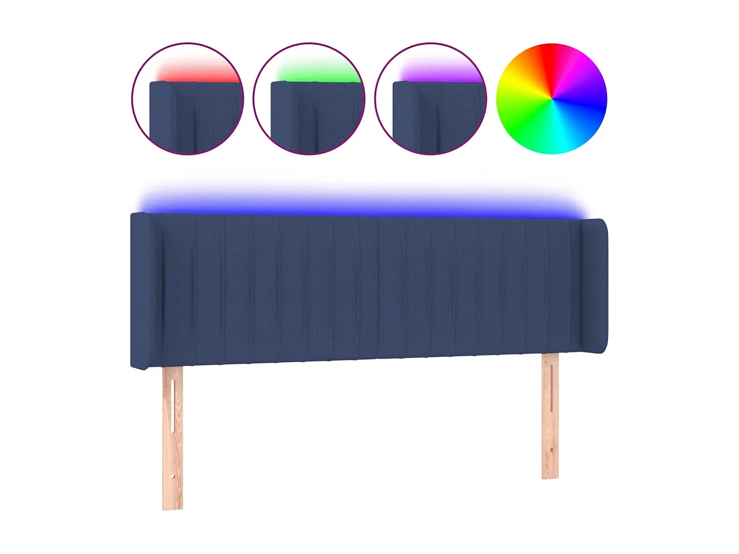 Hoofdbord | Hoofdeinde LED 147x16x78/88 cm stof blauw