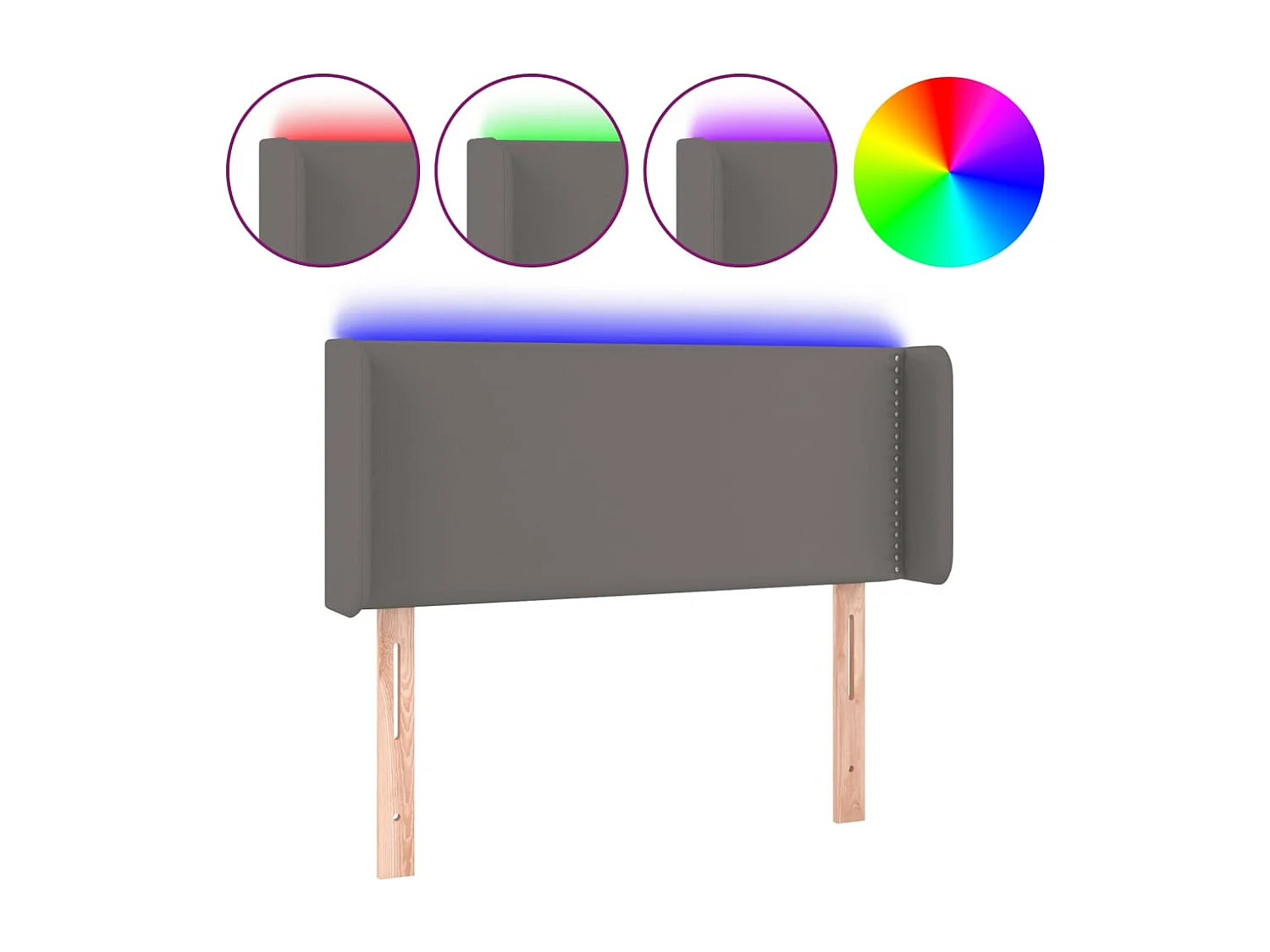 Hoofdbord | Hoofdeinde LED 83x16x78/88 cm kunstleer grijs