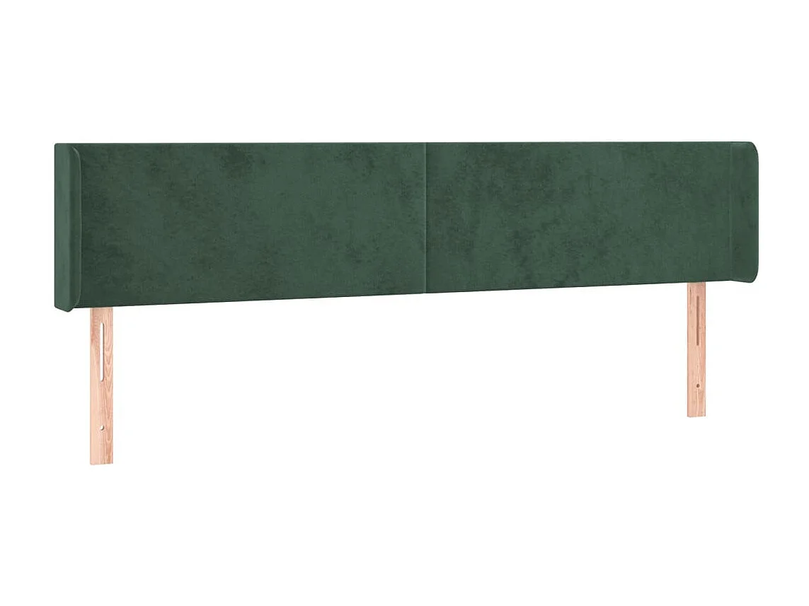 Tête de Lit | Panneau de tête pour lit Moderne avec oreilles Vert foncé 203x16x78/88 cm Velours