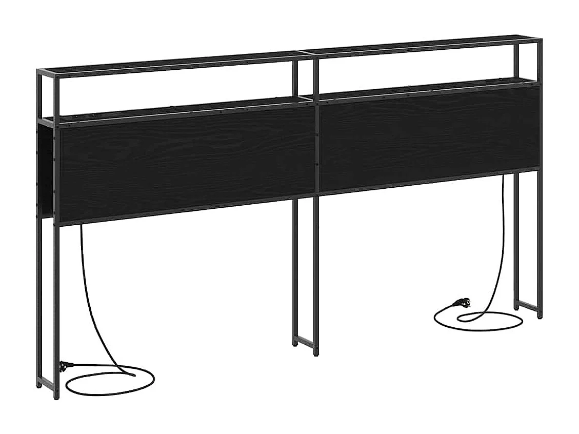 Mueble cabecero con almacenamiento | Cabecera de almacenamiento con estante Roble negro 180 cm