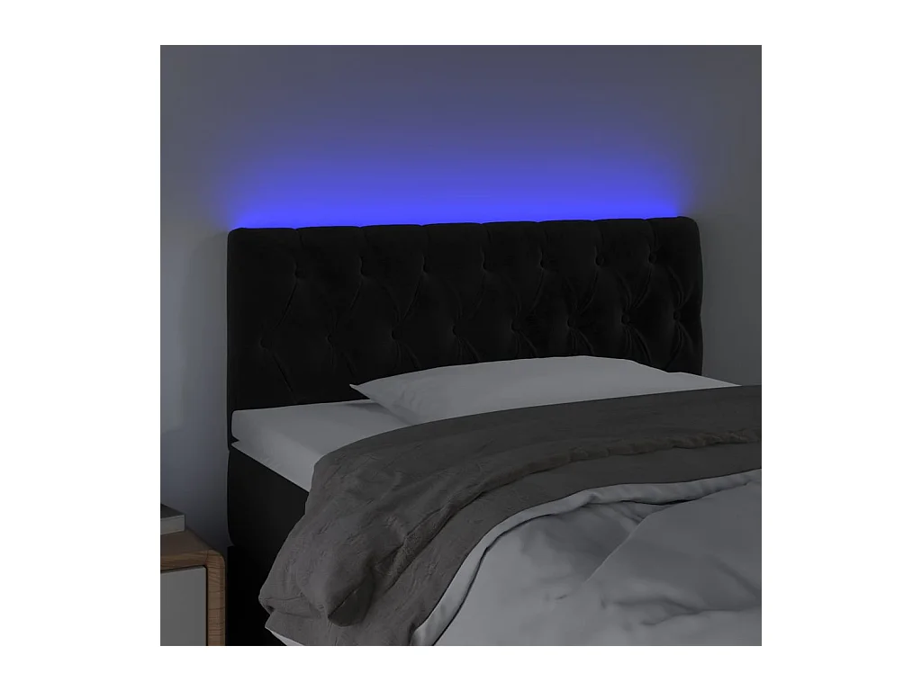 Tête de Lit | Panneau de tête pour lit Moderne à LED Noir 100x7x78/88 cm Velours
