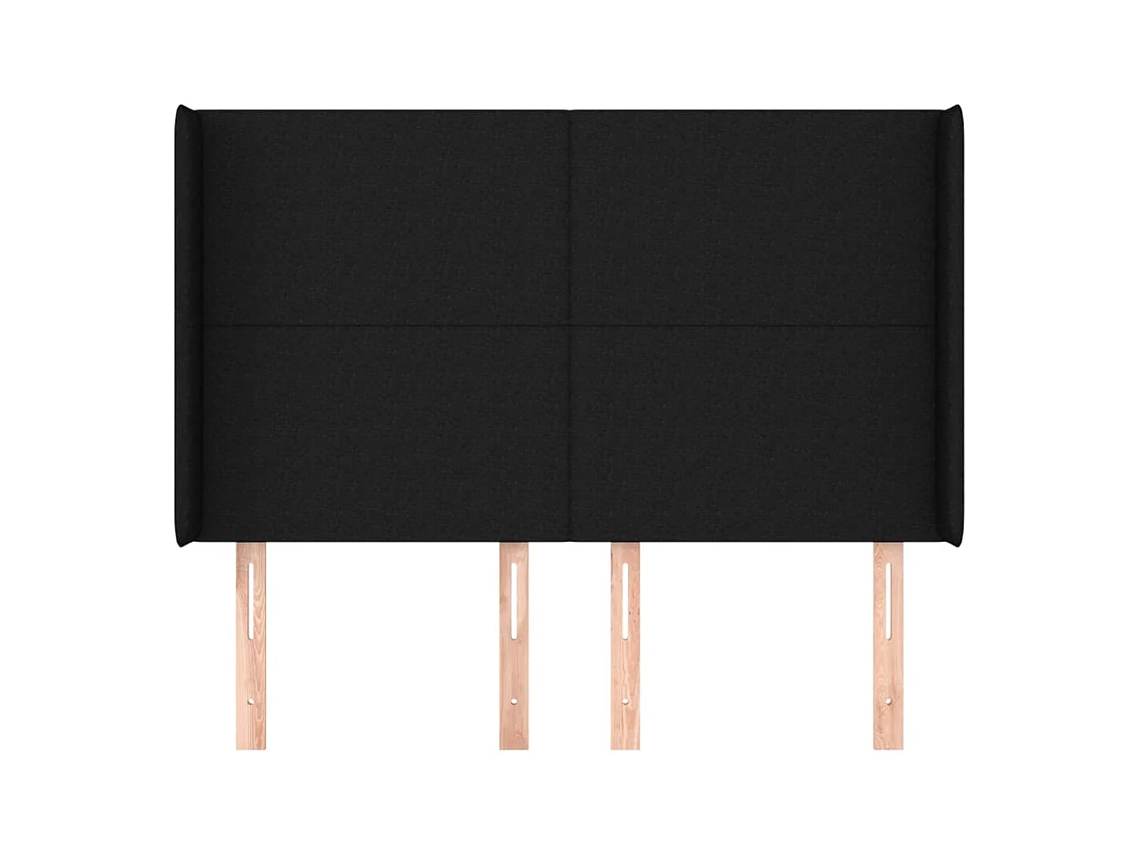 Cabecero | Cabezal de Cama | Mueble cabecero con orejas de tela negro 147x16x118/128 cm