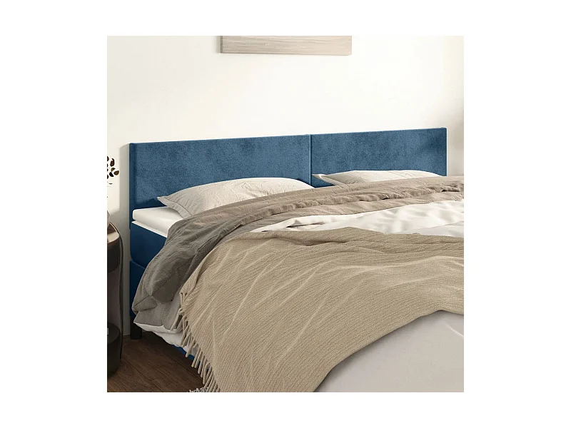 Têtes de lit | Panneaux de tête pour lit Moderne 2 pcs Bleu foncé 80x5x78/88 cm Velours