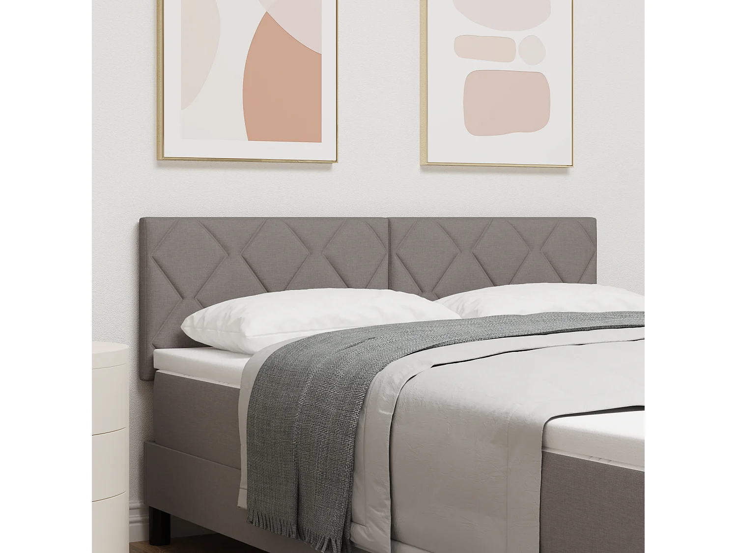 Mueble cabecero | Cabezal de cama | Cabecero de Tela Geométrico con cabecera Taupé 160 cm tela