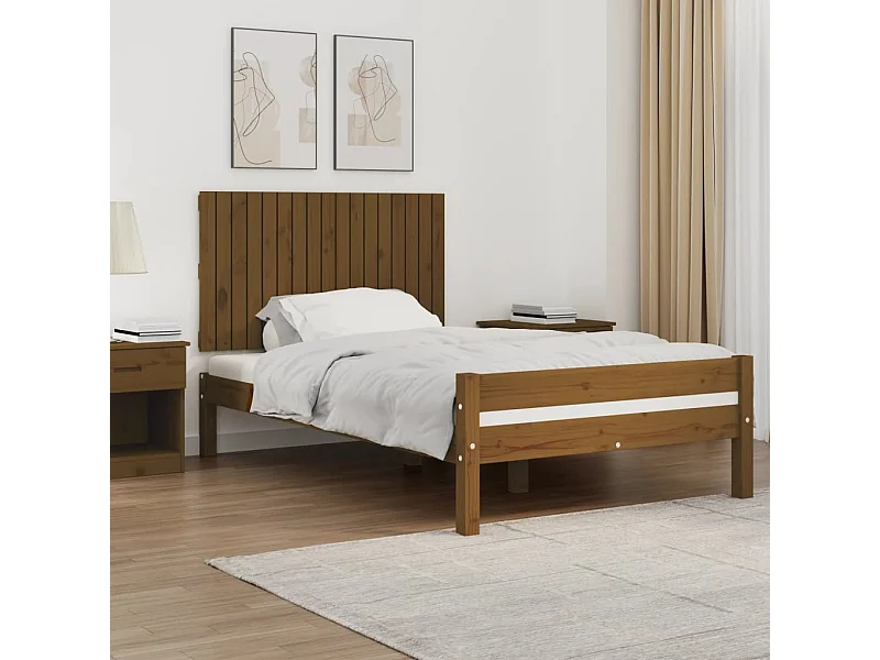 Cabecero cama | Cabezal de cama | Mueble de cabecero pared madera maciza pino marrón miel 108x3x60 cm