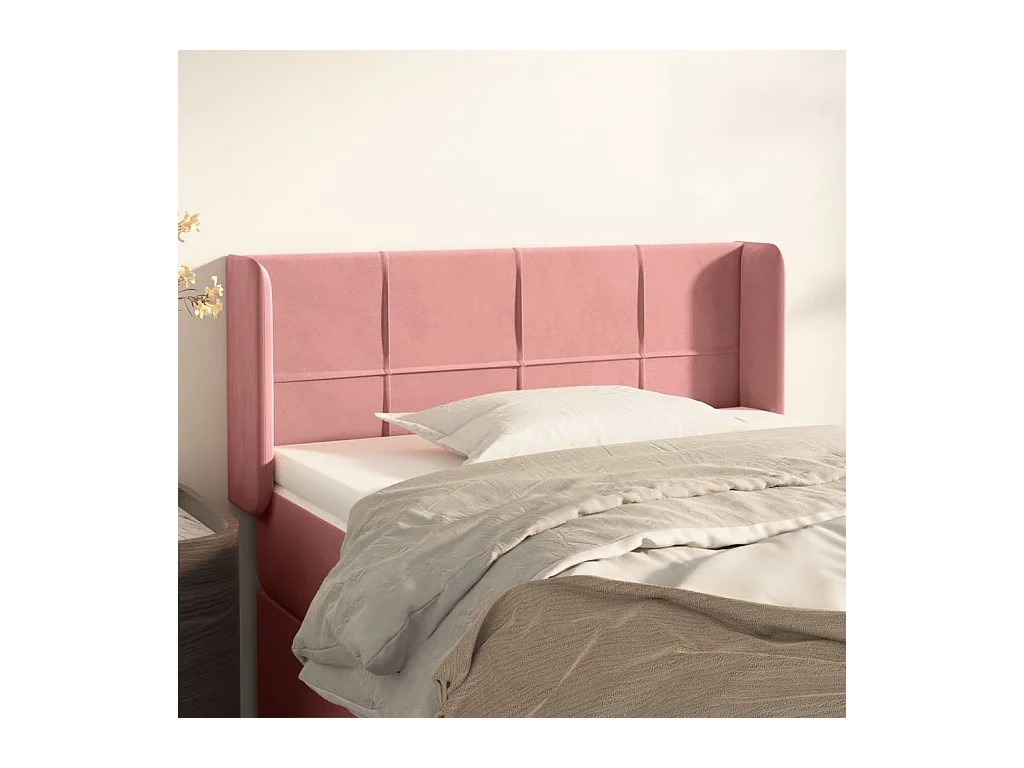 Mueble cabecero | Cabezal de cama | Cabecero de terciopelo rosa 103x16x78/88 cm