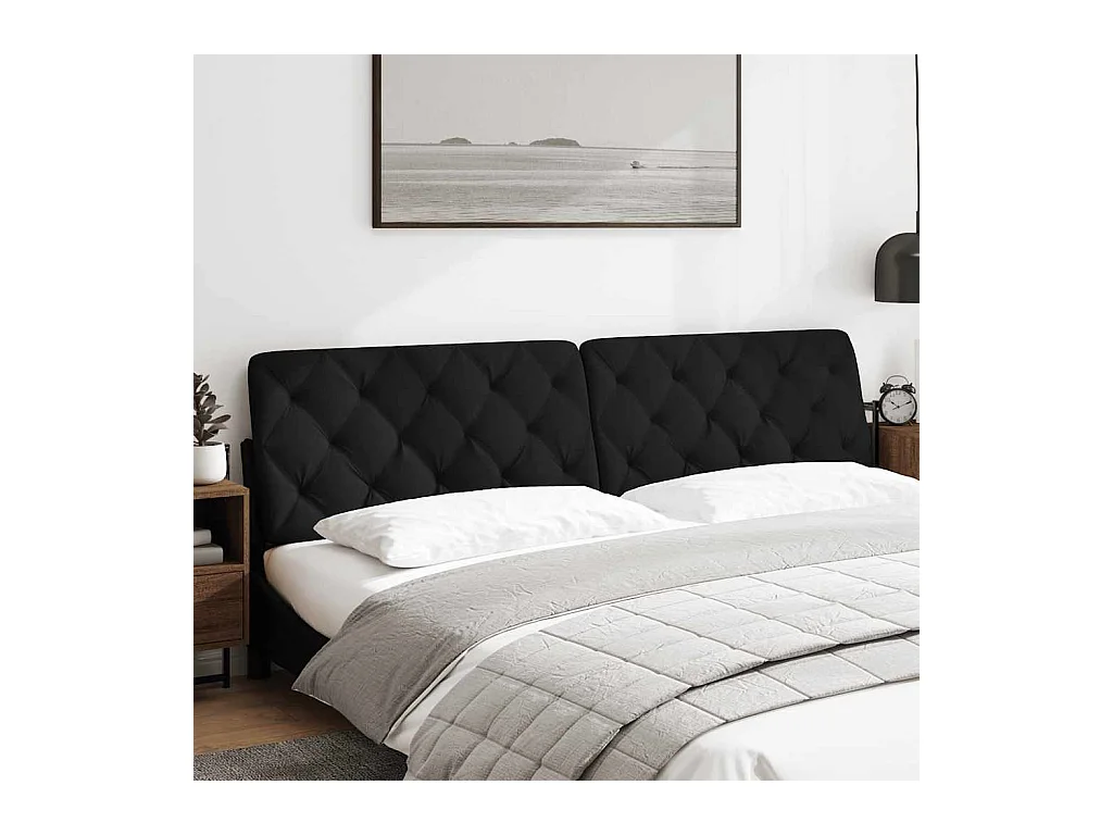 Cabecero de Cama | Cabezal de cama | Mueble de cabecero acolchado tela negro 200 cm