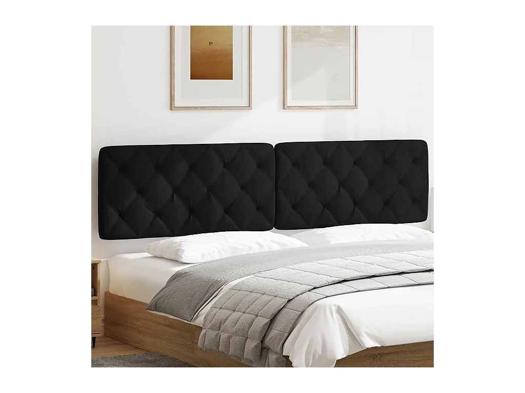 Cabecero de Cama | Cabezal de cama | Mueble de cabecero acolchado tela negro 200 cm