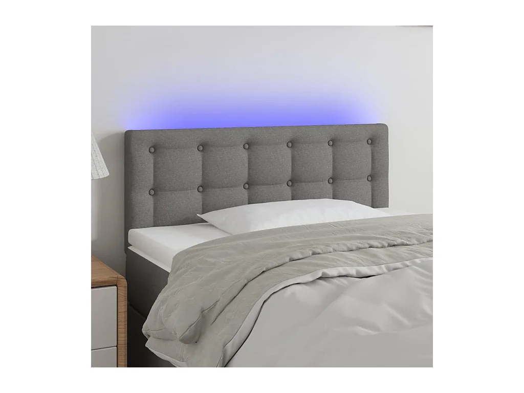 Mueble cabecero | Cabezal de cama | Cabecero con LED de tela gris oscuro 90x5x78/88 cm