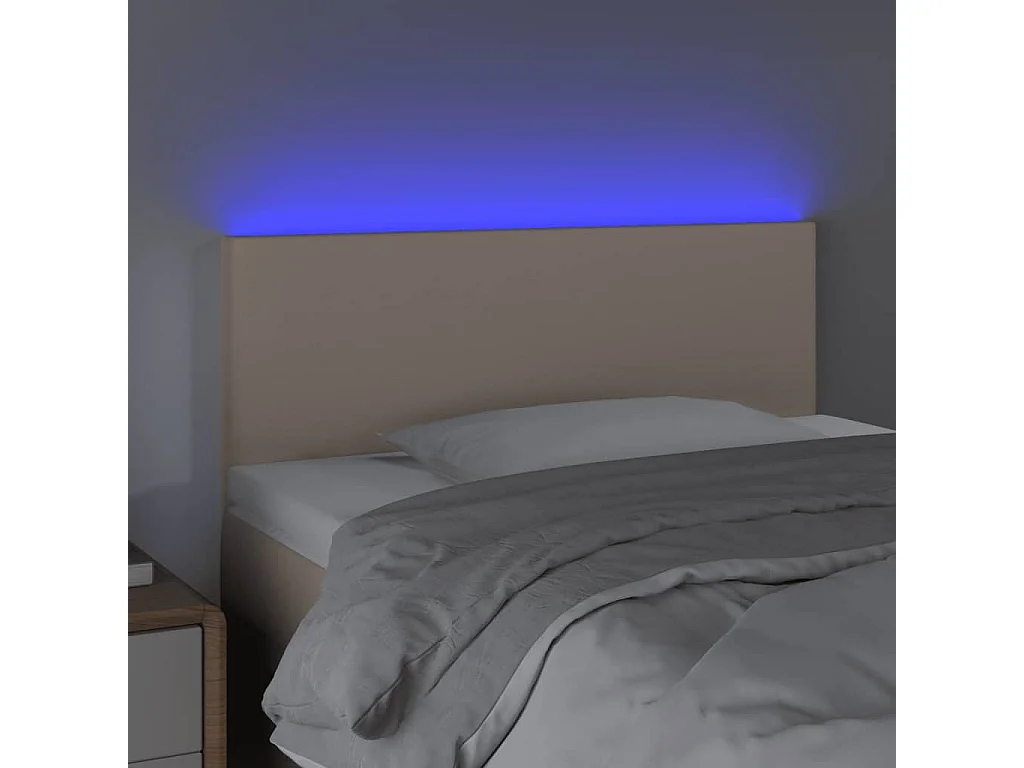 Hoofdbord | Hoofdeinde LED 90x5x78/88 cm kunstleer cappuccinokleurig
