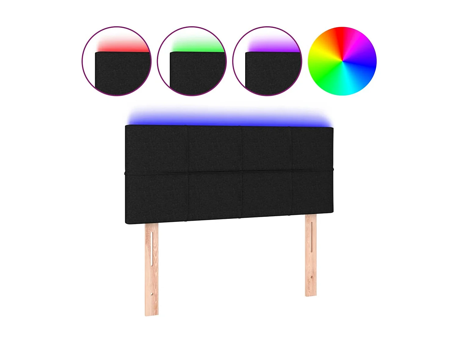 Hoofdbord | Hoofdeinde LED 90x5x78/88 cm stof zwart