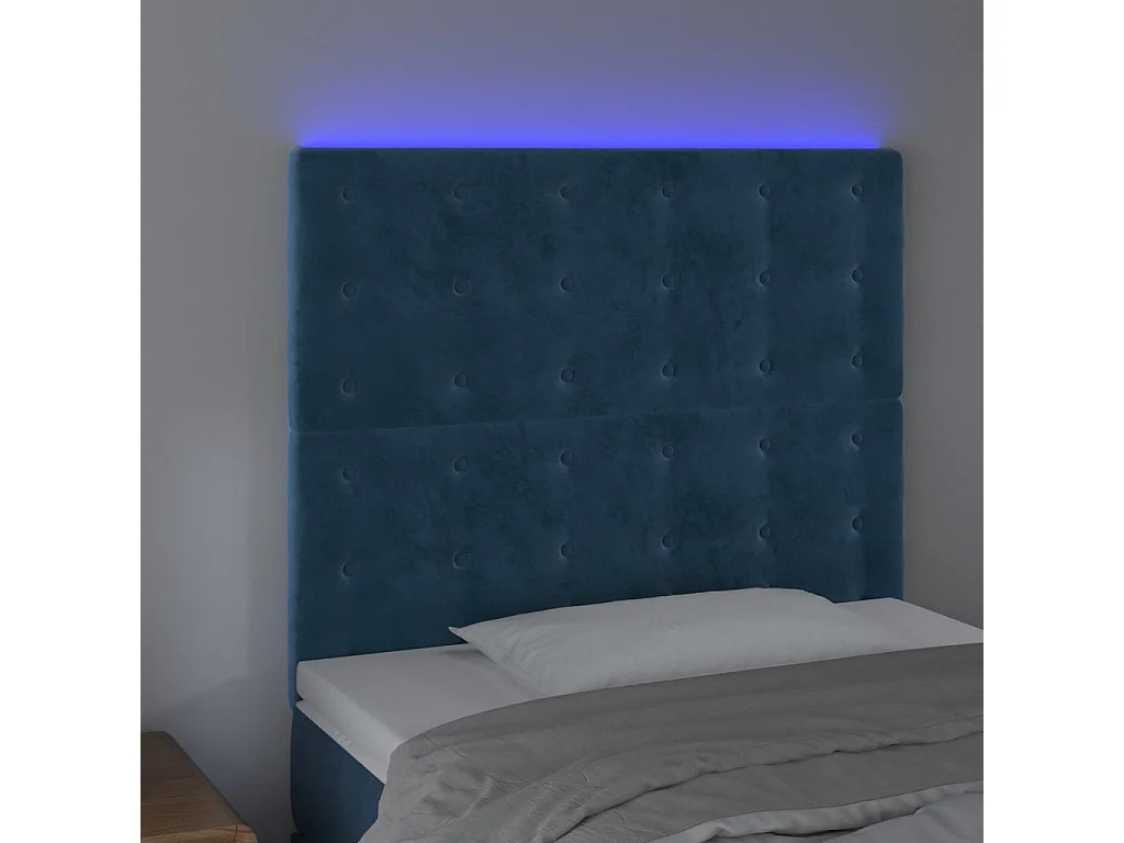 Hoofdbord | Hoofdeinde LED 80x5x118/128 cm fluweel donkerblauw