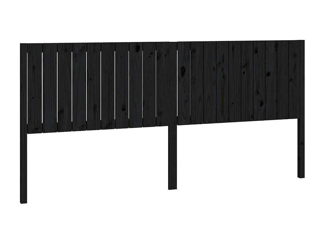 Tête de Lit | Panneau de tête pour lit Moderne Noir 205,5x4x100 cm Bois massif de pin