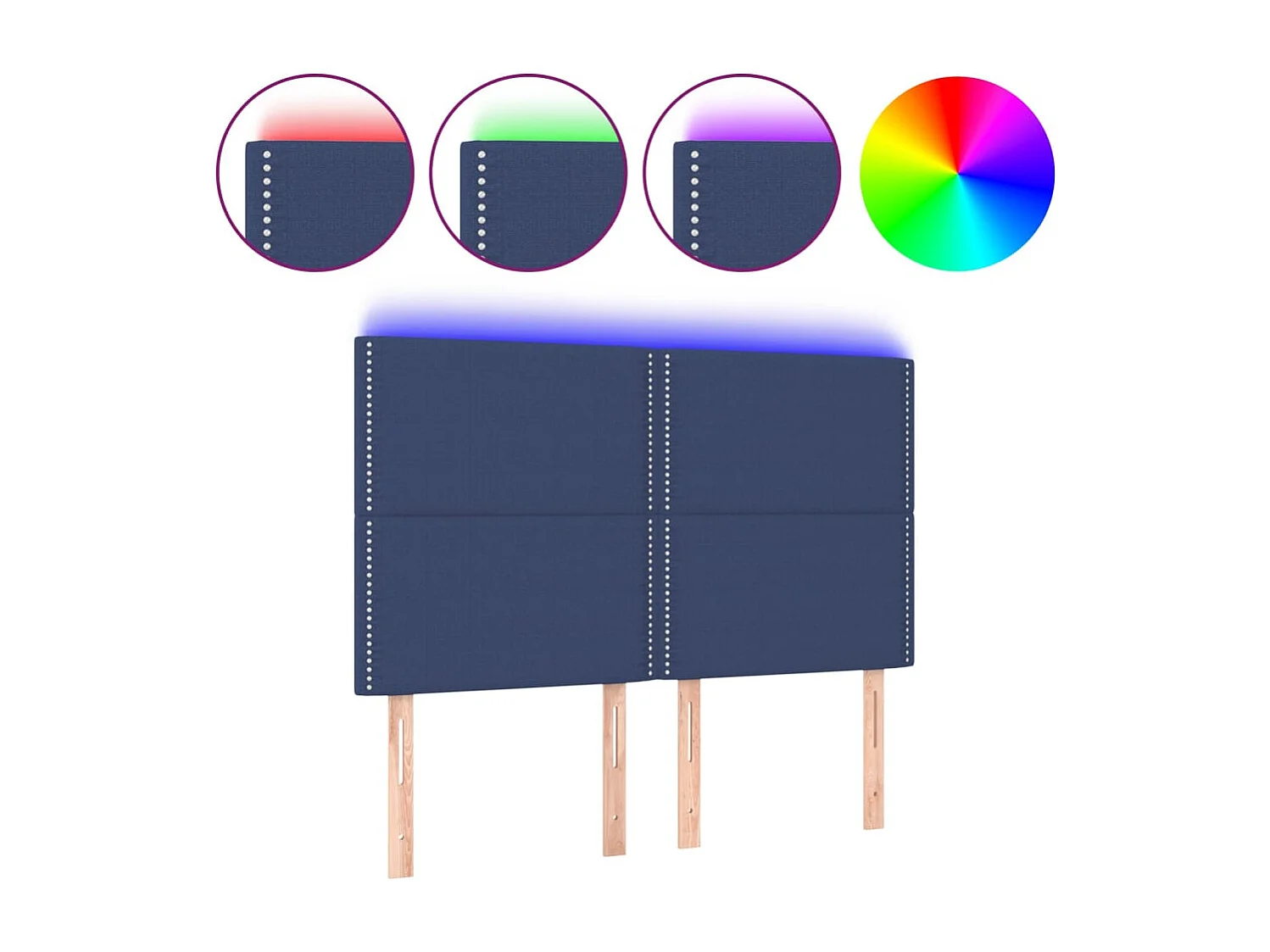 Tête de Lit | Panneau de tête pour lit Moderne à LED Bleu 144x5x118/128 cm Tissu