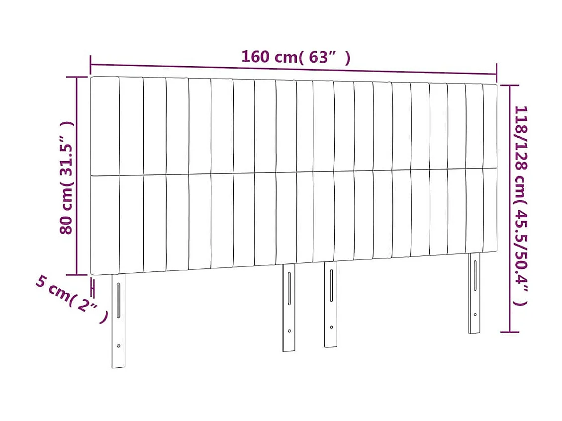 Cabeceros | Cabezal de cama | Mueble de cabecero 4 unidades de terciopelo gris claro 80x5x78/88 cm