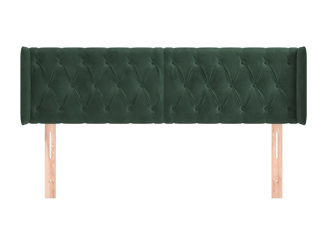 Tête de Lit | Panneau de tête pour lit Moderne avec oreilles Vert foncé 147x16x78/88 cm Velours