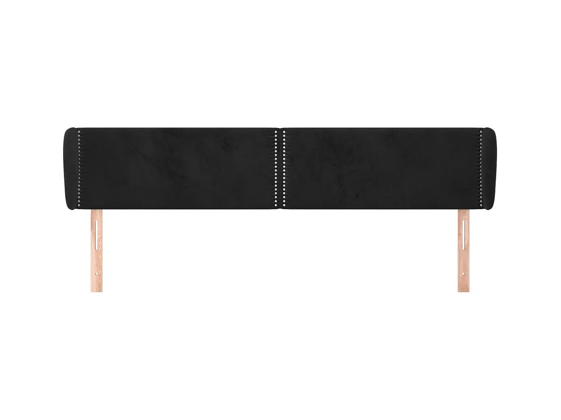 Tête de Lit | Panneau de tête pour lit Moderne avec oreilles Noir 163x23x78/88 cm Velours