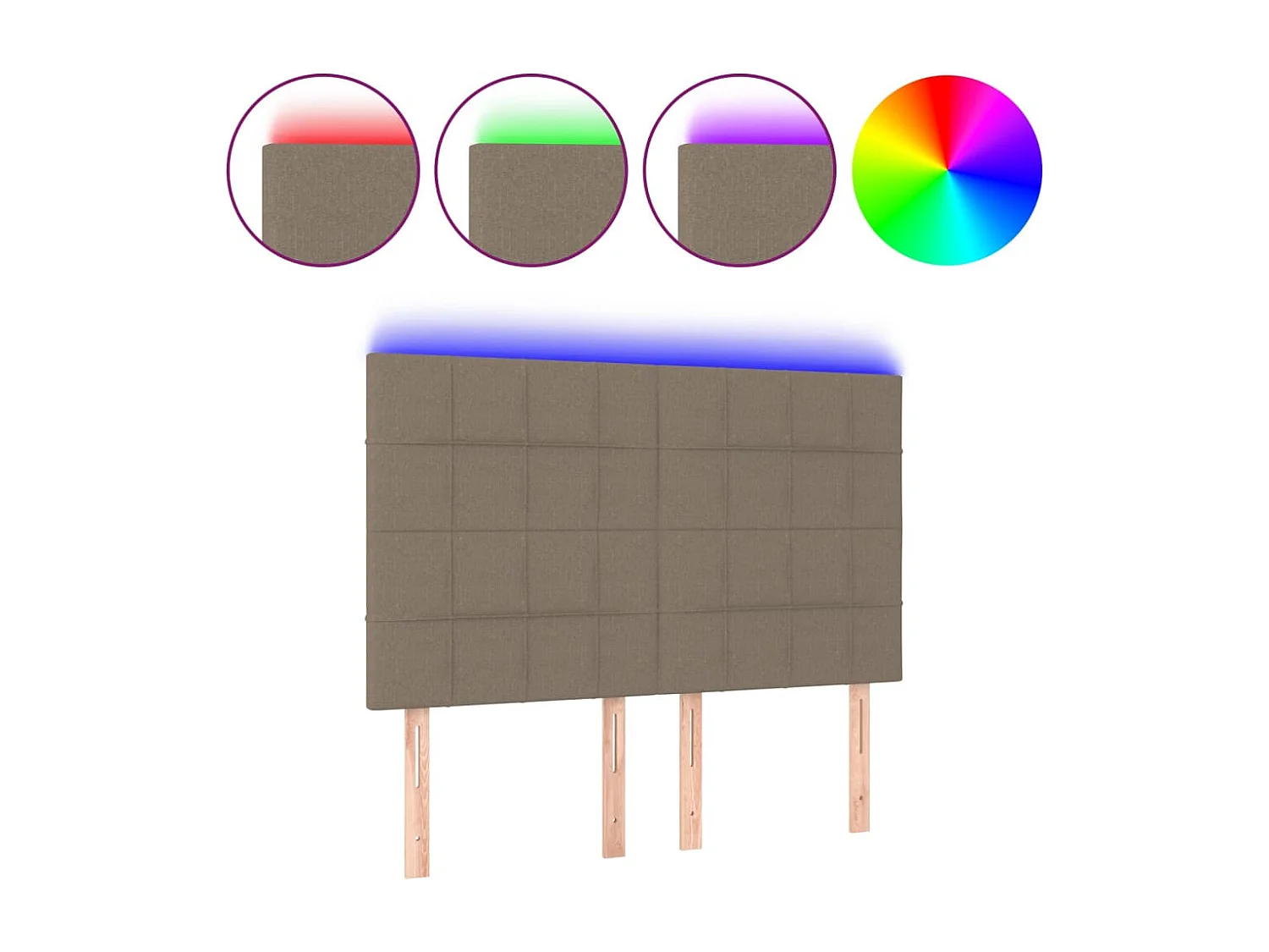 Hoofdbord | Hoofdeinde LED 144x5x118/128 cm stof taupe