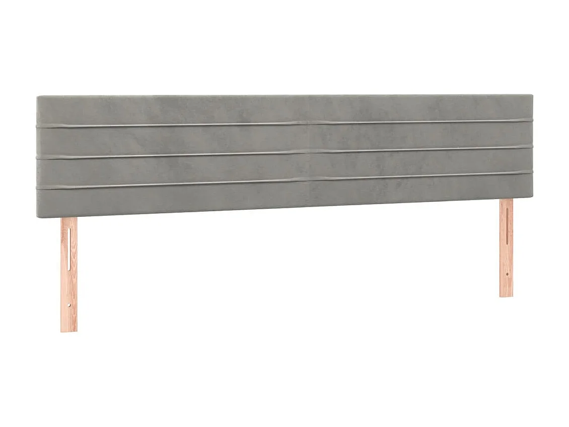 Hoofdbord | Hoofdeinde LED 200x5x78/88 cm fluweel lichtgrijs