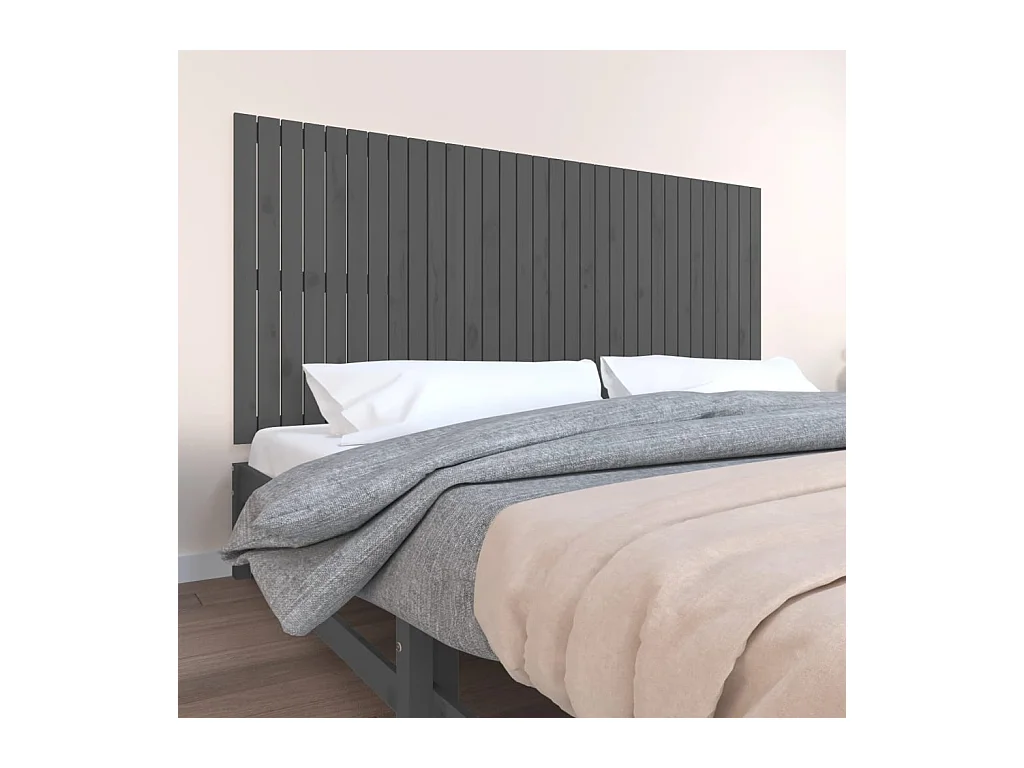 Tête de lit murale | Panneau de tête pour lit Moderne  Gris 204x3x90 cm Bois massif de pin