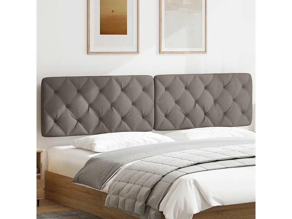 Cabecero de Cama | Cabezal de cama | Mueble de cabecero acolchado tela gris taupe 200 cm