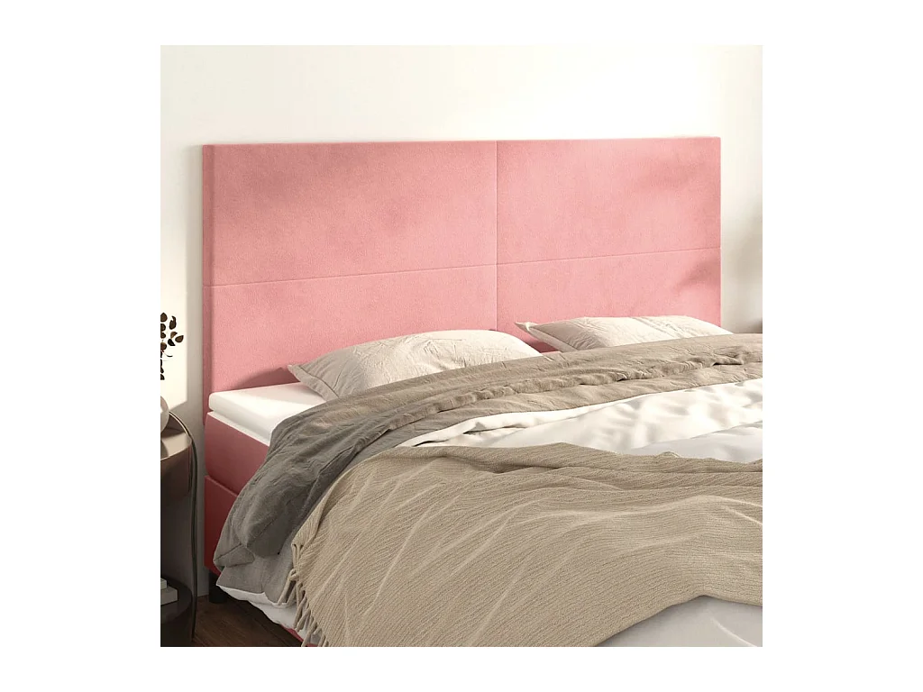Têtes de lit | Panneaux de tête pour lit Moderne 4 pcs Rose 100x5x78/88 cm Velours