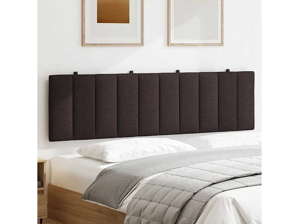 Cabecero de Cama | Cabezal de cama | Mueble de cabecero acolchado Hanko tela marrón oscuro 180 cm