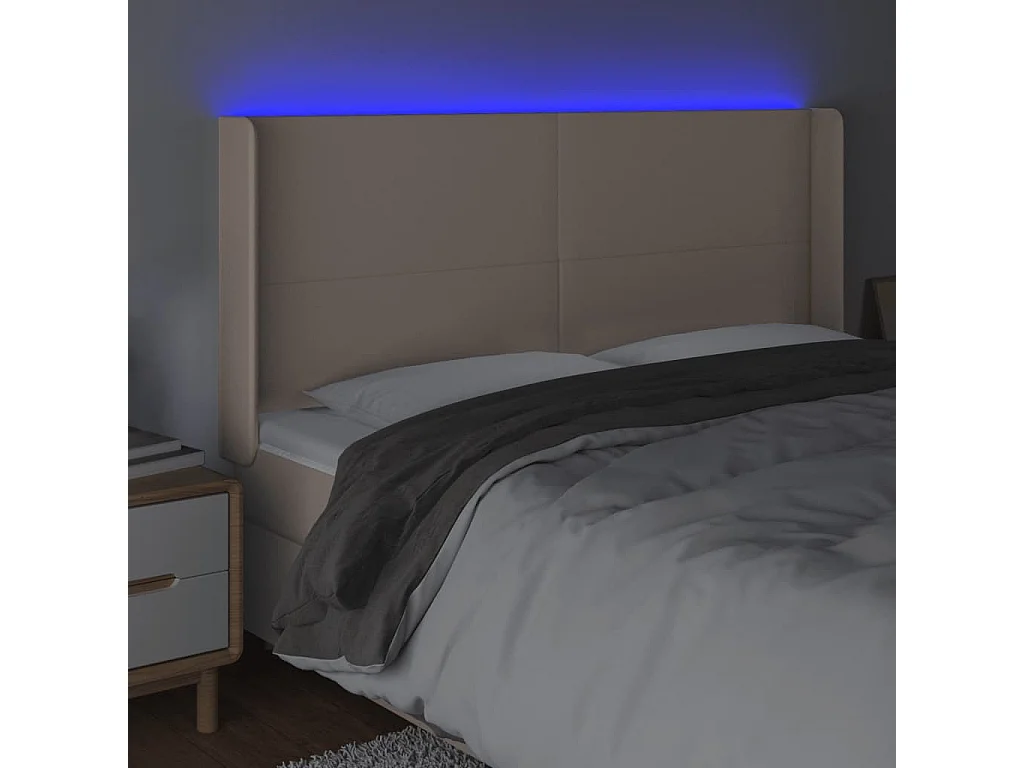Hoofdbord | Hoofdeinde LED 183x16x118/128 cm kunstleer cappuccinokleurig