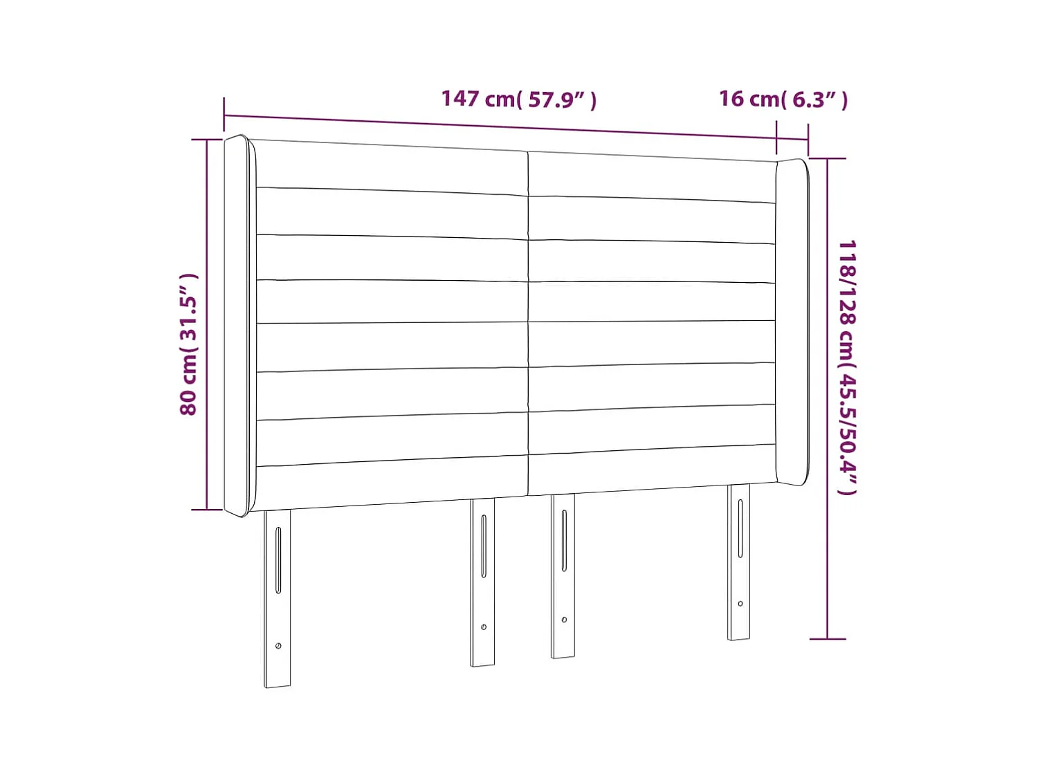 Mueble cabecero | Cabezal de cama | Cabecero con LED de tela azul 147x16x118/128 cm