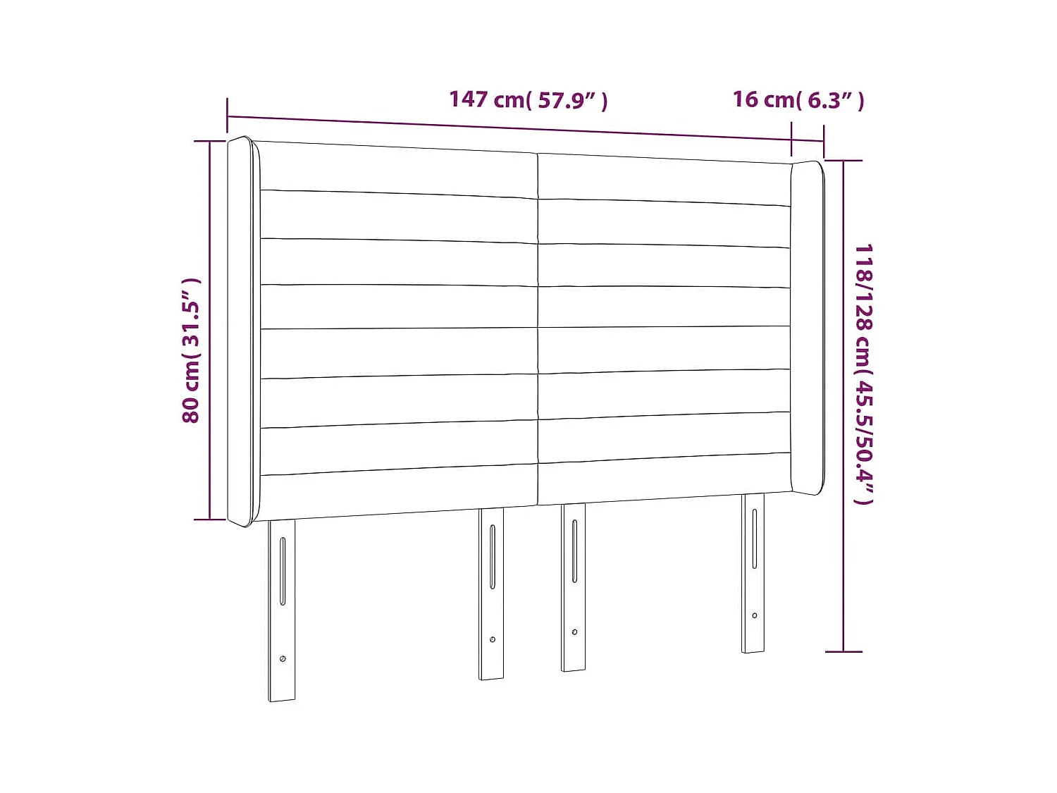 Tête de Lit | Panneau de tête pour lit Moderne à LED Bleu 147x16x118/128 cm Tissu
